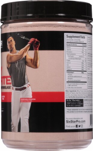 Six Star Whey Isolate Chocolate Protein Powder Perspective: right