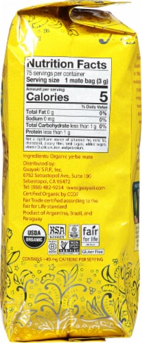 Guayaki Yerba Mate, Organic Traditional Single Serve, 7.9 Ounces (75 Tea  Bags), 40mg Caffeine per Serving, Alternative to Tea, Coffee and Energy