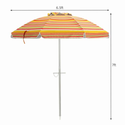 Slickblue 6.5 Feet Beach Umbrella with Sun Shade and Carry Bag without Weight Base Perspective: right