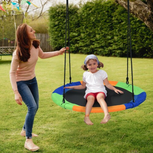 Slickblue 40" Multi-Color Flying Saucer Tree Swing Outdoor Play Set for Kids Perspective: right