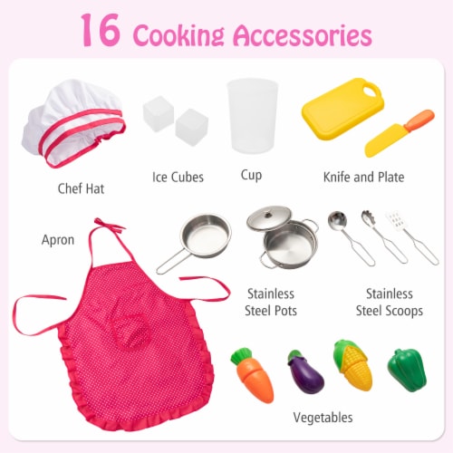 Slickblue Pretend Play Kitchen for Kids with 16 Pieces Accessories Perspective: right
