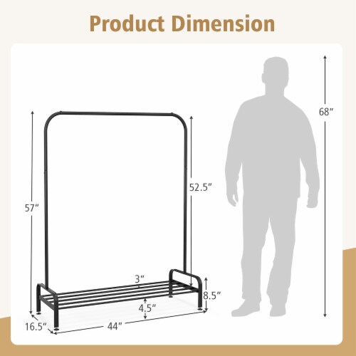 Slickblue Heavy Duty Clothes Stand Rack with Top Rod and Lower Storage Shelf Perspective: right