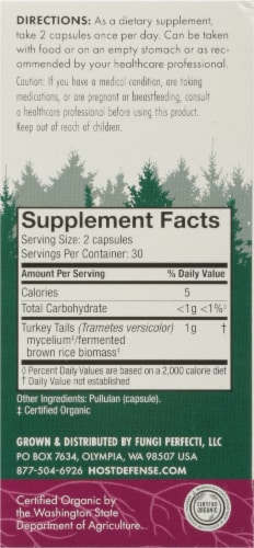 Host Defense® Turkey Tail Immune Support Capsules Perspective: right