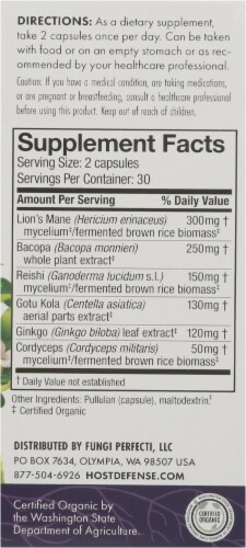 Host Defense® Mushrooms™ Mycobotanicals® Brain Capsules Perspective: right