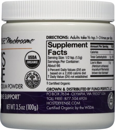 Host Defense® Lion's Mane Mushroom Mycelium Powder Perspective: right