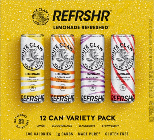 White Claw Hard Seltzer Lemonade REFRSHR Variety Pack Perspective: right