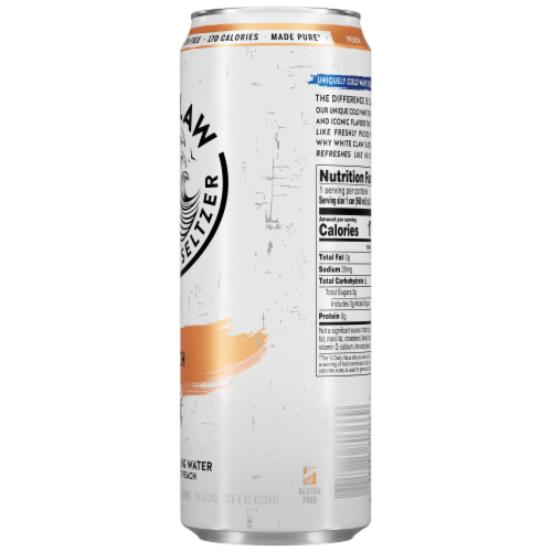 White Claw Peach Hard Seltzer Can Perspective: right