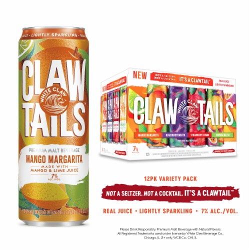 Clawtails by White Claw Variety Pack, 12 Pack, 12 fl oz Cans, 7% ABV Perspective: right
