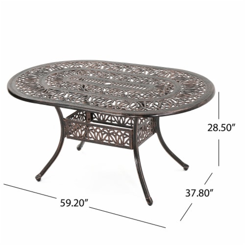 Jameson Home Haitian Outdoor Cast Aluminum Oval Dining Table Perspective: right