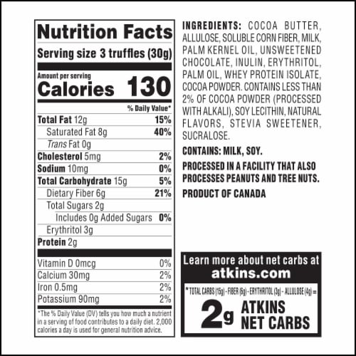 Atkins Endulge Milk Chocolate Truffles Perspective: right