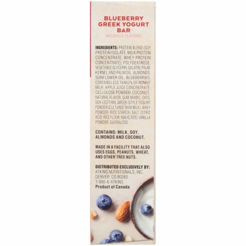 Atkins Protein-Rich Blueberry Greek Yogurt Meal Bars 5 Count Perspective: right