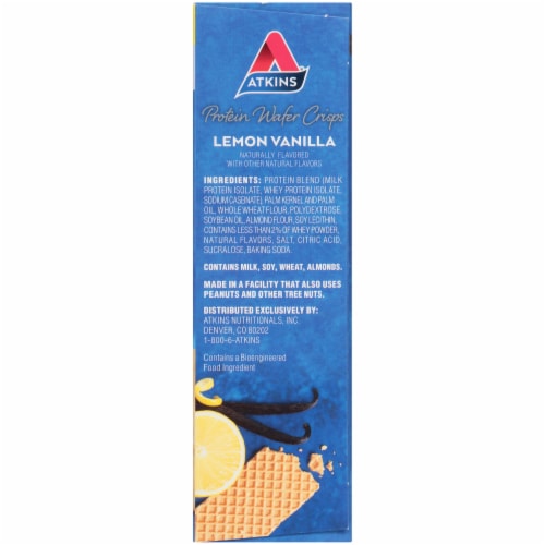 Atkins Lemon Vanilla Protein Wafer Crisps Perspective: right