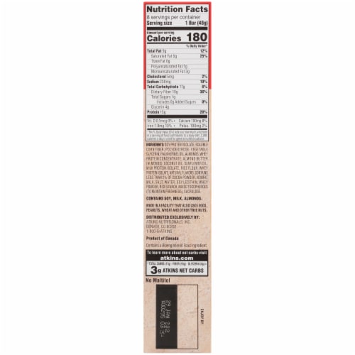 Atkins Chocolate Almond Caramel Protein Meal Bars Perspective: right