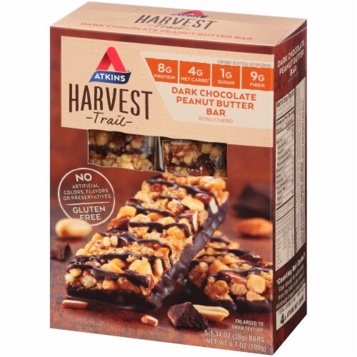 Qfc Atkins Harvest Trail Dark Chocolate Peanut Butter Snack Bars 5 Count 6 7 Oz