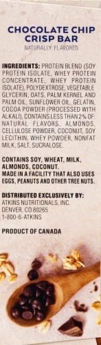 Atkins Chocolate Chip Crisp Snack Bars 5 Count Perspective: right