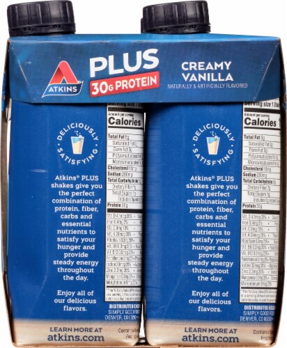 Atkins Plus Protein & Fiber Creamy Vanilla Shake Perspective: right