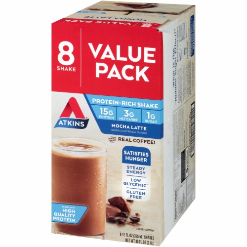 Atkins Ready to Drink Mocha Latte Protein Rich Shakes - 8 Count Perspective: right