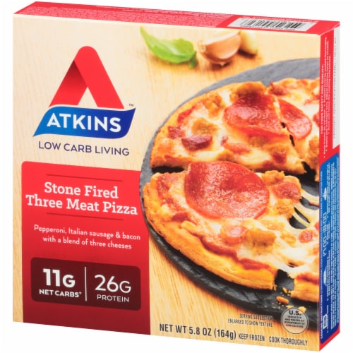 Atkins™ Stone Fired Three Meat Pizza Perspective: right