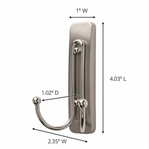 Command™ Large Brushed Nickel Double Hook Perspective: right