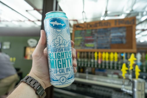 Dogfish Head Beer Slightly Mighty Lo-Cal IPA Beer Perspective: right