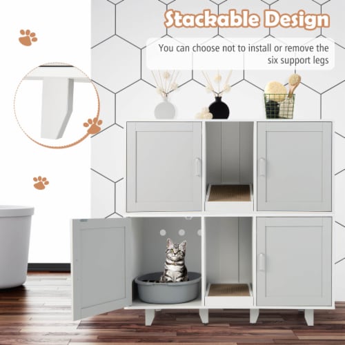 Slickblue 2-Door Cat Litter Box Enclosure with Winding Entry and Scratching Board Perspective: right