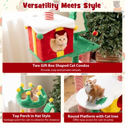 Slickblue Cute Christmas Cat Tree Cat Tower for Indoor Cats with Scratching Posts and Carpet Perspective: right