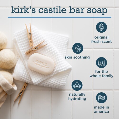 Kirk's Original Fresh Scent Gentle Castile Bar Soap Perspective: right
