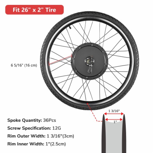 Yescom Electric Bicycle Motor Kit 26 Rear Wheel 48V 1500W E-bike