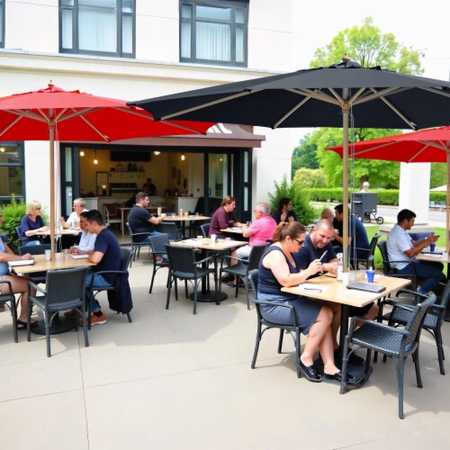 Yescom 13FT Large Outdoor Patio Umbrella UV30+ Wood 8 Rib Pole for Table Beach Yard Garden Perspective: right