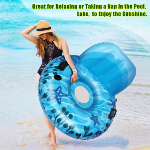 Inflatable Lounger Pool Float with a Rubber Handle Perspective: right