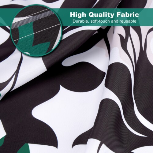 Floral Fabric Shower Curtain 72x72 Inches, with Rust Hooks,Black White Perspective: right