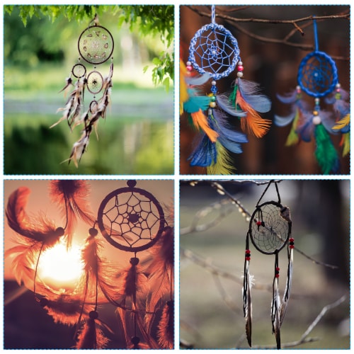 PATIKIL 6pcs Dream Catcher Rings Metal Macrame Wreath Floral Craft Perspective: right
