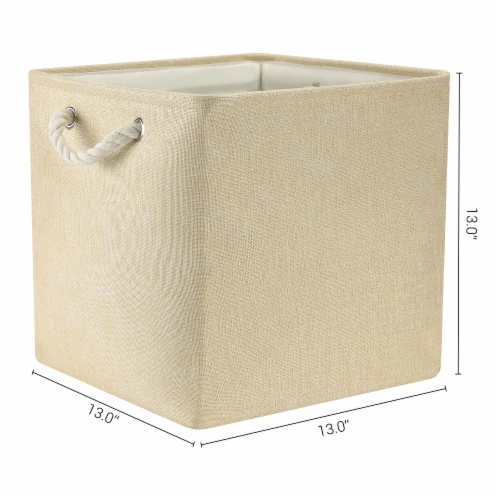 uxcell Square Fabric Collapsible Storage Basket Bin with Handle Perspective: right