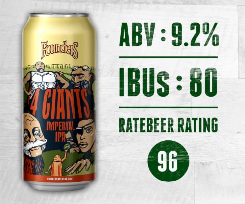 Founders Brewing 4 Giants Imperial IPA Craft Beer Perspective: right