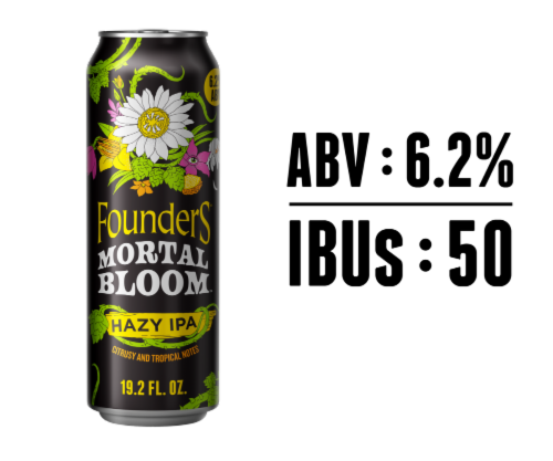 Founders® Mortal Bloom Hazy IPA Single Can Perspective: right