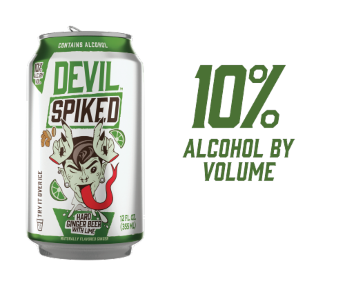 Devil Spiked Hard Ginger Beer with Lime Cans Perspective: right