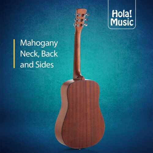 Hola! Music 36 Inch Beginner Acoustic Guitar Set for Kids Ages 8 to 12, Natural Perspective: right