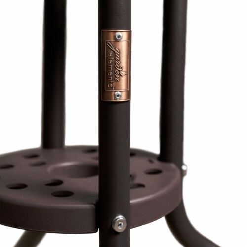Garden Elements Outdoor Wave Glass Patio Dining Furniture Round Steel Table, Brown, 31.5 Perspective: right
