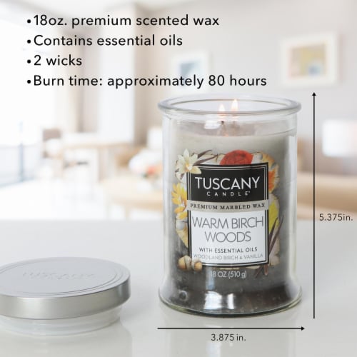 Tuscany Candle™ Marbled Wax Warm Birch Woods Candle Jar Perspective: right