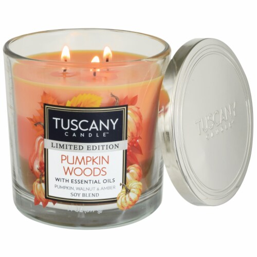 Tuscany Candle™ Limited Edition Pumpkin Woods Scented Triple Pour Jar Candle Perspective: right