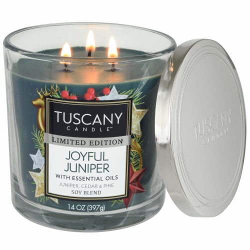 Tuscany Candle™ Limited Edition Joyful Juniper Scented Candle Jar Perspective: right