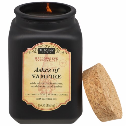 Tuscany 16 oz Ashes of Vampire Halloween Jar Candle Perspective: right