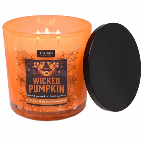 Tuscany Candle 12 oz Limited Edition Scented Wicked Pumpkin Halloween Jar Candle Perspective: right