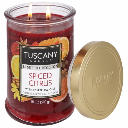 Tuscany Candle Limited Edition Spiced Citrus Scented Jar Candle Perspective: right
