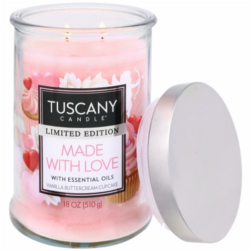 Tuscany Candle Valentine's Day Limited Edition Scented Jar Candle Made With Love Perspective: right