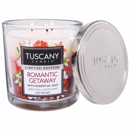 Tuscany Candle Valentine's Day Limited Edition Scented Triple Pour Jar Candle - Romantic Getaway Perspective: right