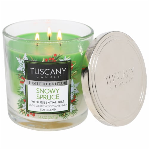 Tuscany Candle® Limited Edition Snowy Spruce Jar Candle Perspective: right
