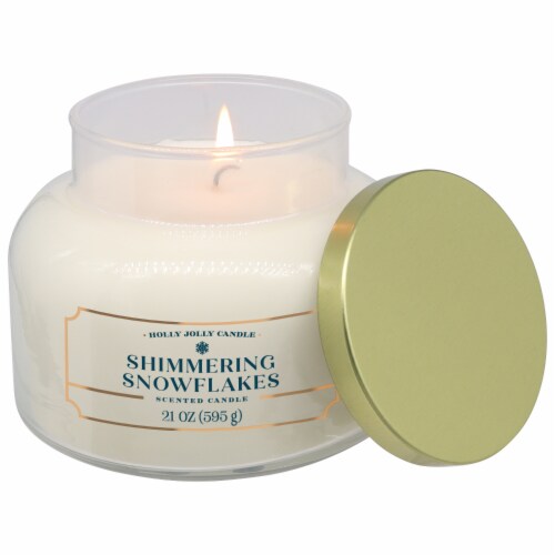 Holly Jolly Candle Limited Edition Shimmering Snowflakes Jar Candle Perspective: right