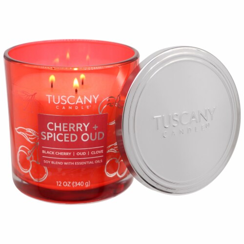 Tuscany Scented Jar Candle Cherry & Spiced Oud Perspective: right