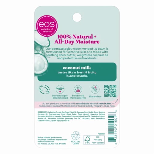 EOS Visibly Soft Lip Balm Sphere Coconut Milk 0.25 Ounce (Pack of 3) Perspective: right